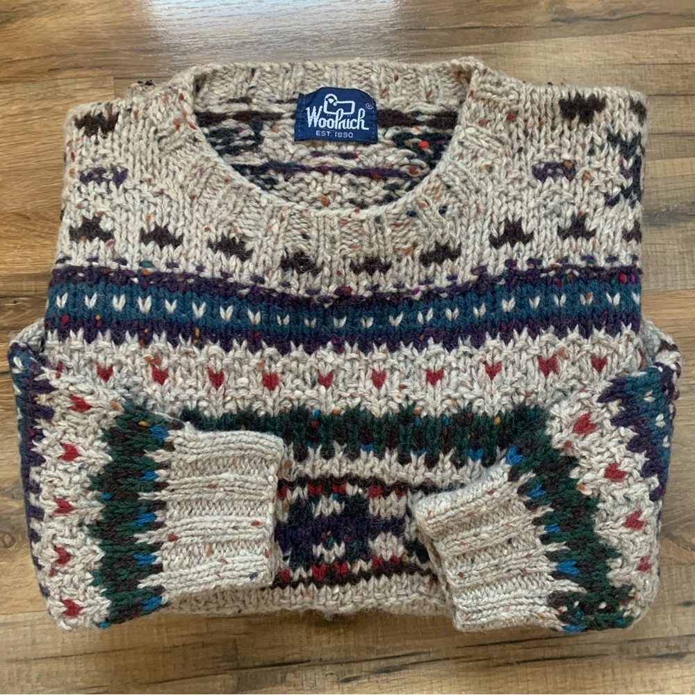 Vintage Woolrich Wool Fair Isle Nordic Sweater EUC
